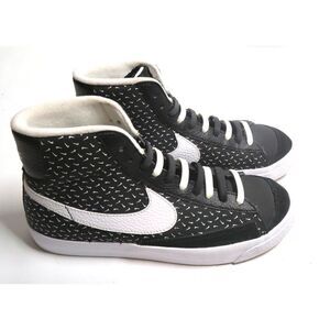 Nike Blazer Mid '77 Polka Swoosh Hi Top Sneakers Black White Boys Size 7 Women 9